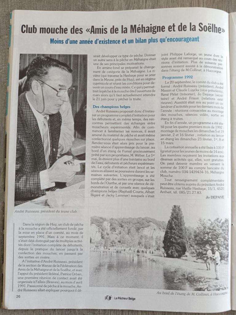 1991 – La création du club, dans Le Pêcheur belge